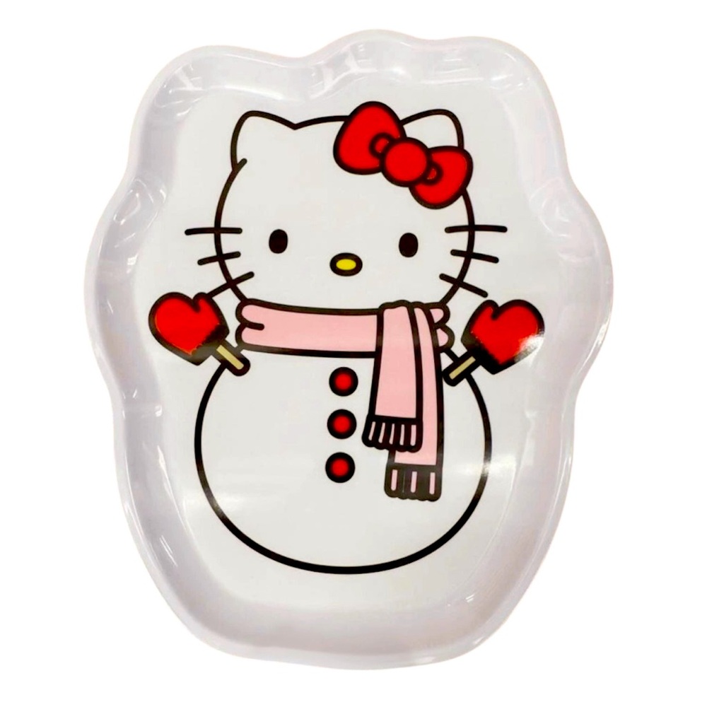 HELLO KITTY Snowman Melamine Tray Plate, New, Pink, Red & White